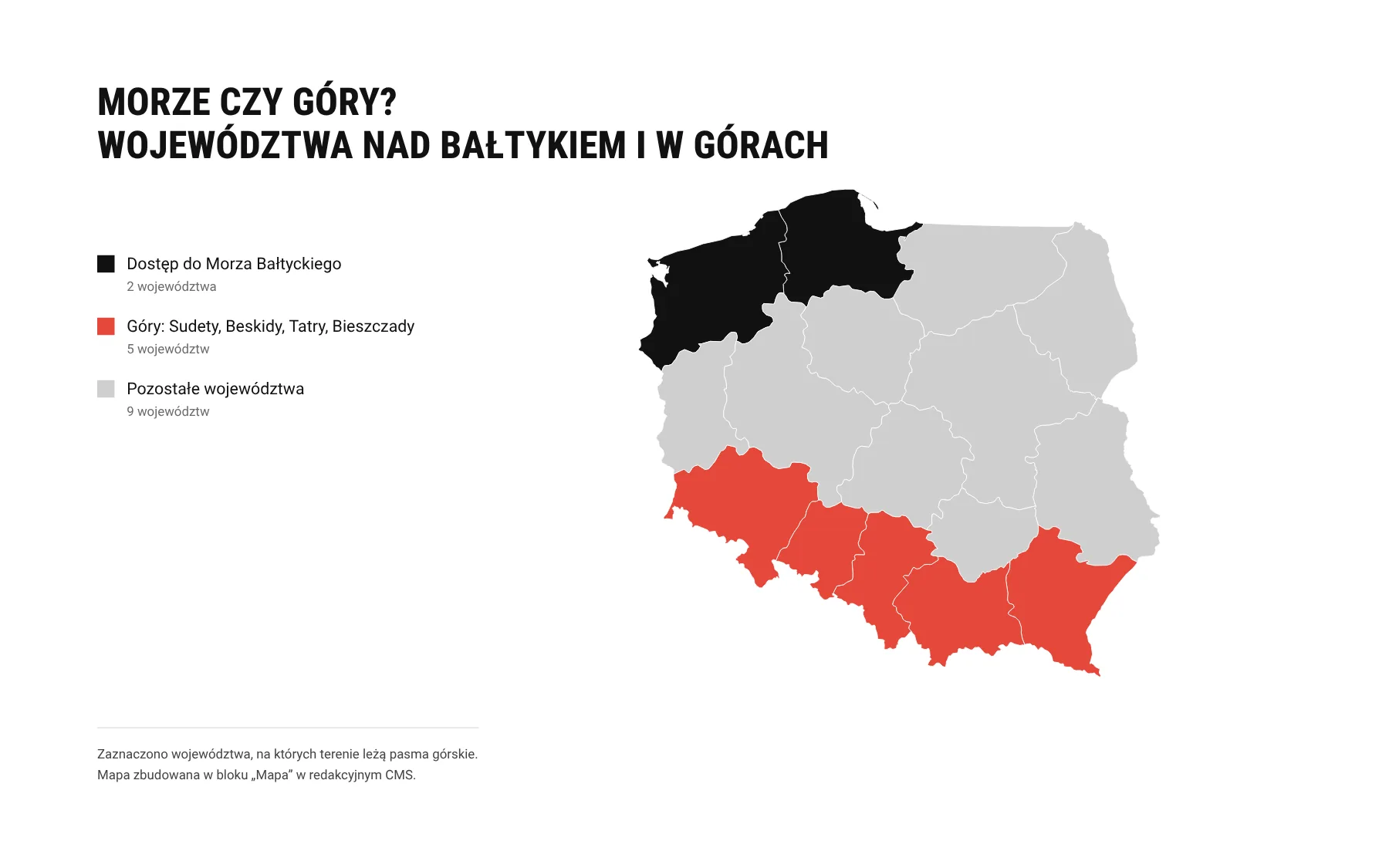 Mapa województw Polski z bloku Mapa z legendą