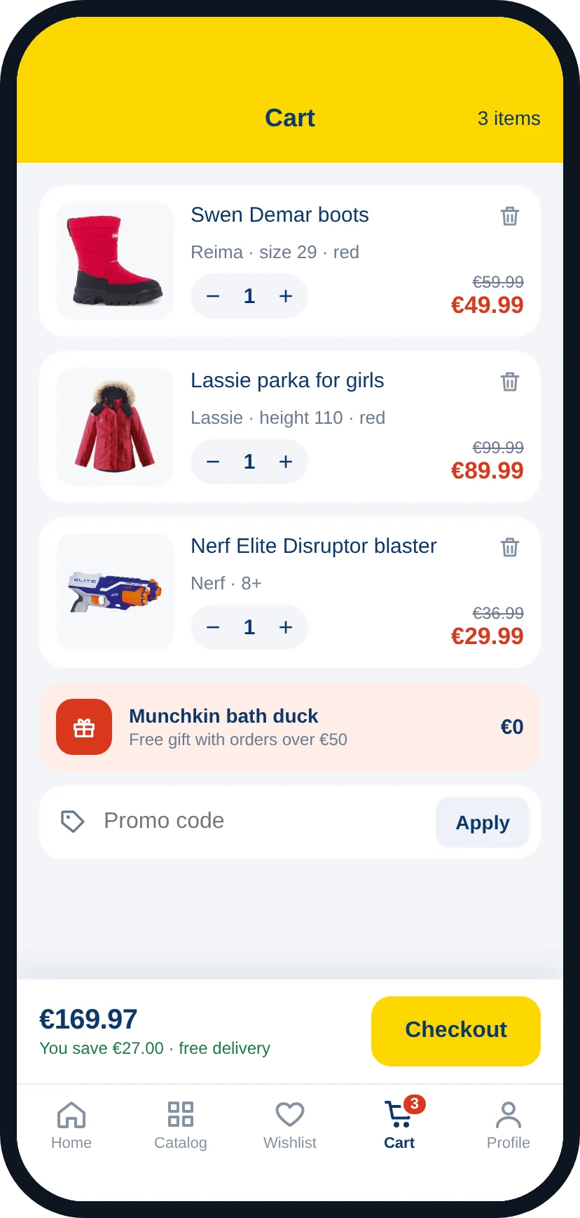 Cart, checkout and order confirmation