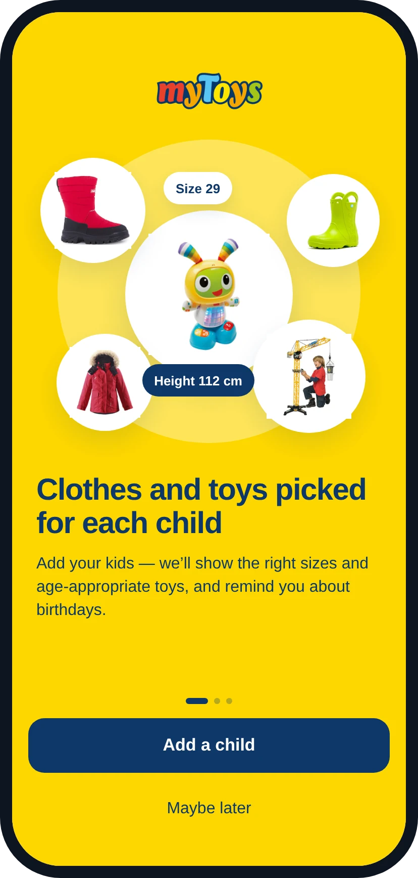 Onboarding, child profiles and birthday gifts